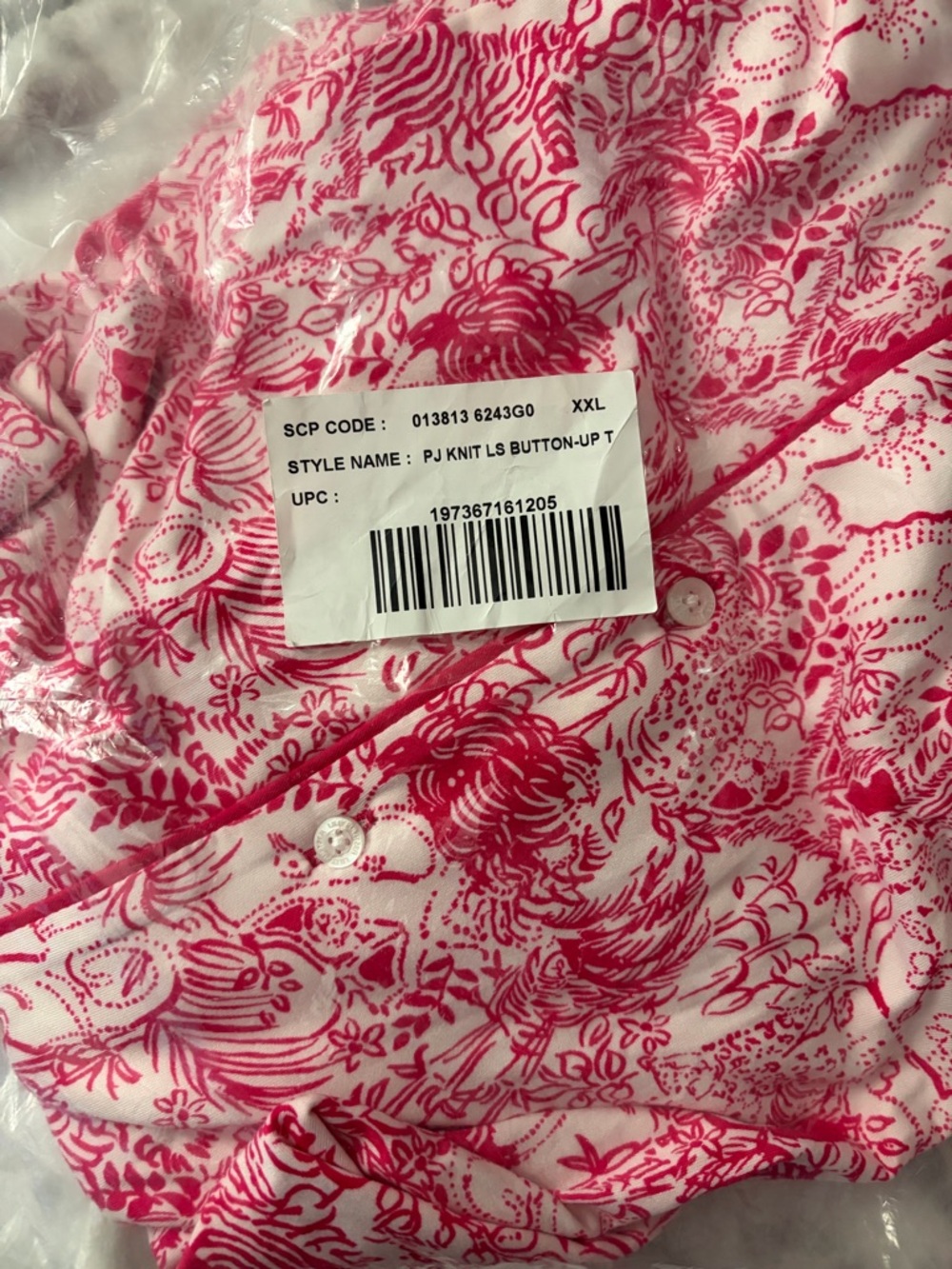 NWT Lilly Pulitzer Raspberry Rouge Animal Magnetism Pajama Top XXL - Picture 5 of 8